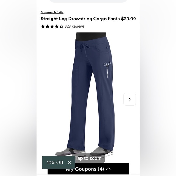 Cherokee infinity straight leg drawstring cargo pants navy small Nurse scrubs - Picture 10 of 10